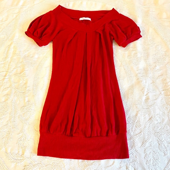 Like-New Vintage Y2K Off the Shoulder Little Red Dress - Picture 1 of 8